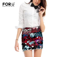 FORUDESIGNS Harajuku Stylish 2017 Fashion Graffiti Printed Skirt for Women High Waist Short Female Skirts Night Club Sexy Skirts