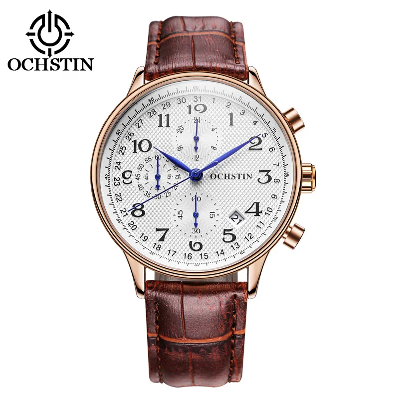 OCHSTIN Luxury Brand Watches Men Six pin Leather Military Sport Quartz Watch clock Man Fashion Casu