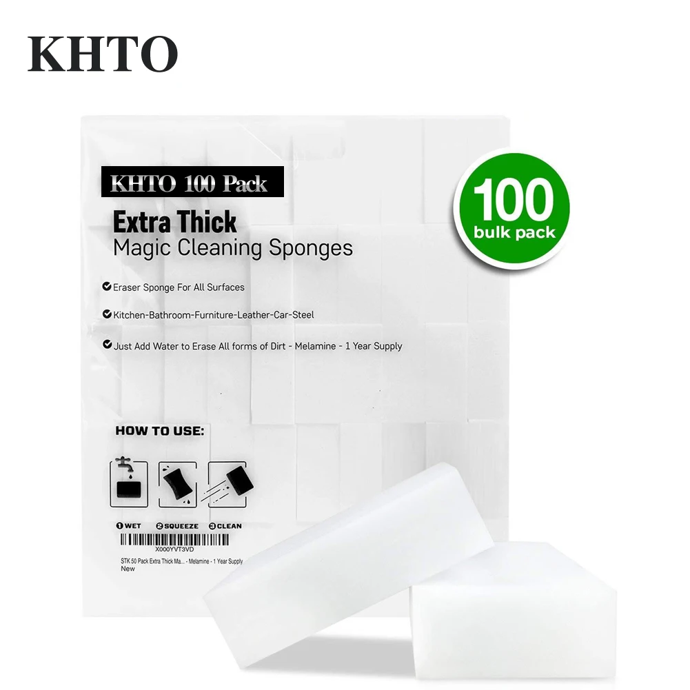 

KHTO 100 Pack Extra Thick Magic Cleaning Sponges Bathroom kitchen Accessories Cleaning Tools