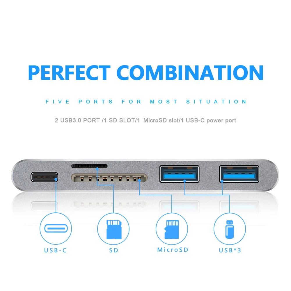 Usb концентратор Rocketek с портом usb type c 3 0 и кардридером для SD/TF карт|usb hub|usb hubhigh speed hub |