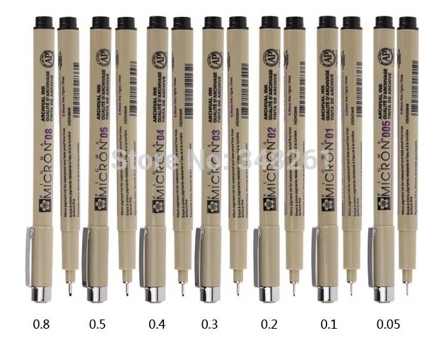 

7pcs of Sakura Pigma Micron Fine Line Pen 005 01 02 03 04 05 08 Art Supplies