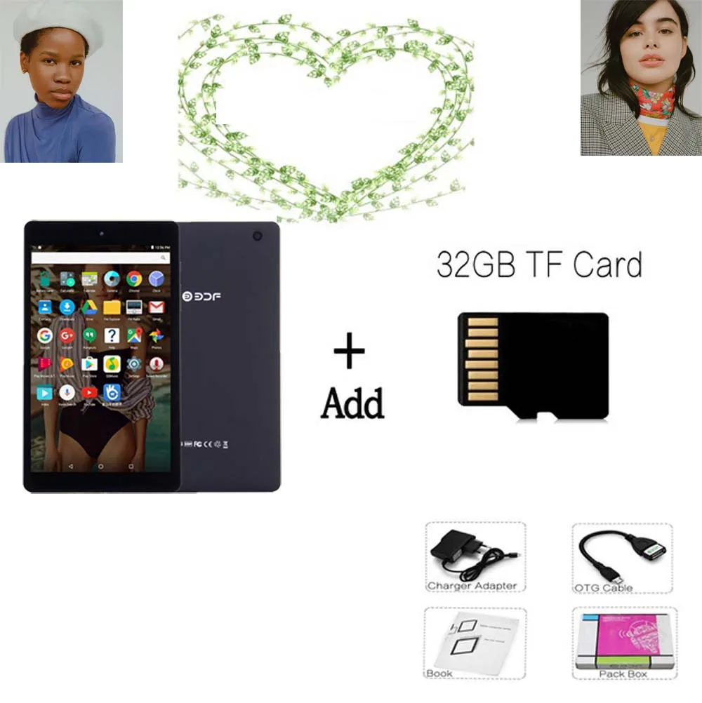 BDF 8 дюймов Детский планшетный ПК Android 6,0 1 Гб+ 16 ГБ 1280*800 ips Android планшетный компьютер мини-планшетный ноутбук Bluetooth WiFi планшет 8 - Комплект: Tab Add 32GB TF Card