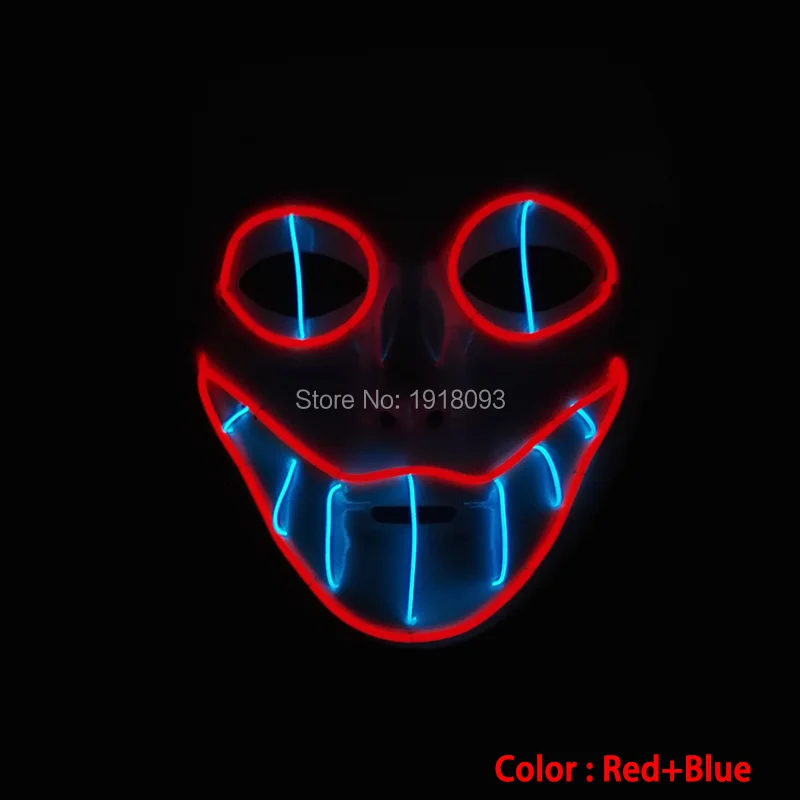 Звук активных el wire ужас улыбка Хэллоуин маска светящиеся el wire фестиваль светодиодный Оригинальные светильники светящаяся маска для