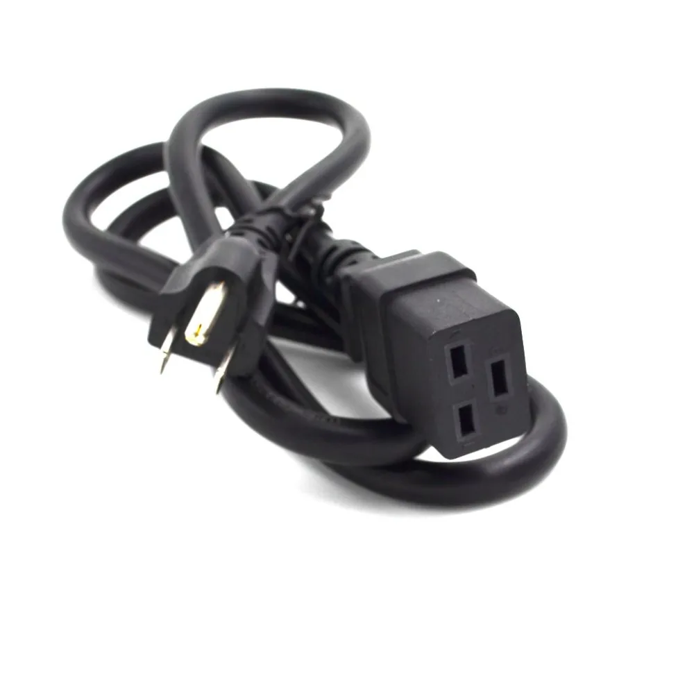 USA Power Cord,US Canada 3Prong Nema 5 15P 3Pin Male to IEC320 C19 Left