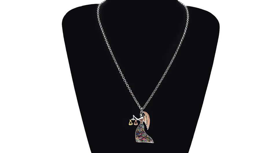 Bonsny Maxi Эффектный металлический сплав счастливый Зодиак ожерелье весы подвеска модная цепочка чокер новая эмаль ювелирные изделия для женщин