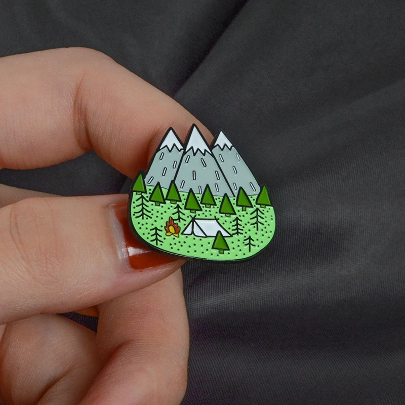 Qihe ювелирные изделия Кемпинг булавки палатка дерево горный лес броши значки нагрудные знаки броши для мужчин и женщин детей