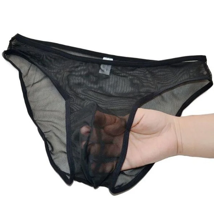 

Sexy Men's Brief Male viscose transparent low-waist briefs panties mesh gauze breathable sexy underwear ZJH007