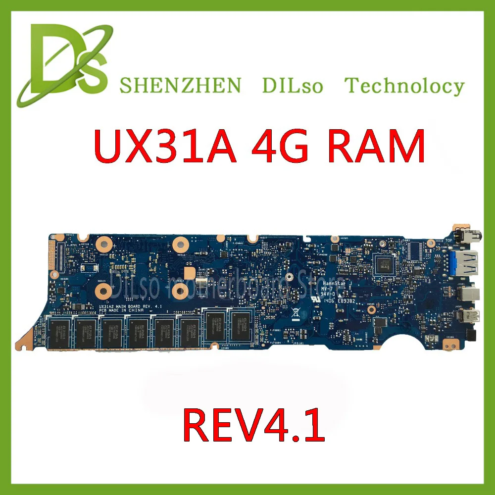 Kefu UX31A для ASUS UX31A UX31A2 Материнская плата ноутбука UX31A I7-3517U Процессор 4G Оперативная память rev4.1 UX31A плата Тесты