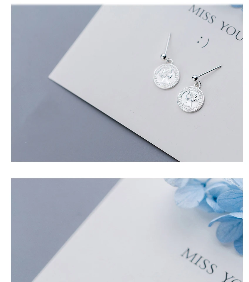 925 Sterling Silver New Vintage Coin Dangle Earrings For Women Head Portrait Drop Earrings Girls Bijoux Charming Jewellery 2019 (1)