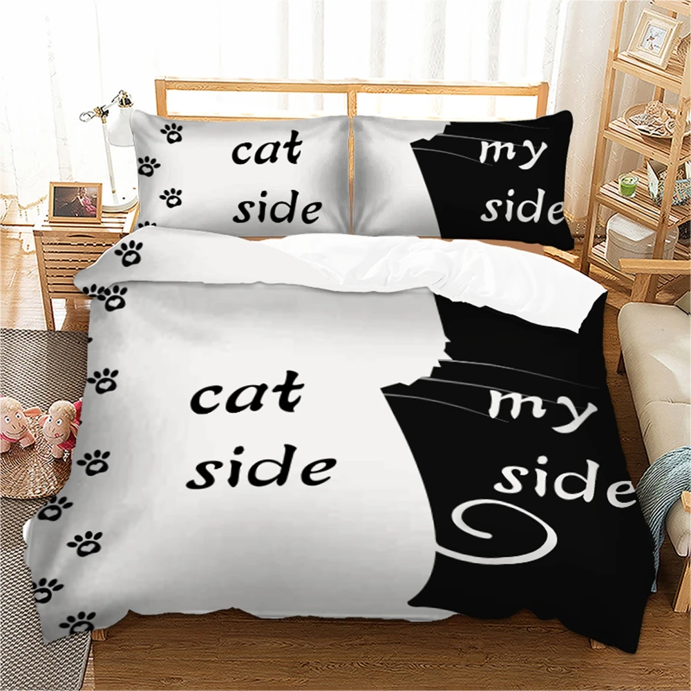 Cat Side My Side Bedding Set Duvet Cover With Pillowcases Twin