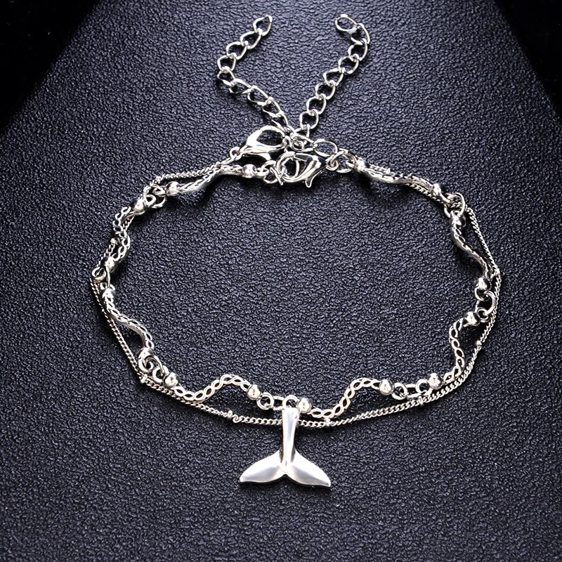 

Bohemian Style Women Bracelet Femme Mermaid Tail Curved Wave Carved Two Piece Set Beach Jewelry Charm Bracelets For Women Gift