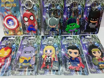 

Mix 50 pcs Cartoon Avengers Super hero superman batman spiderman Double-sided PVC keychains Anime Keychain BB-6