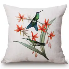 Free Shipping Custom 2016 New Flowers And Birds Printing Linen Cotton Decorative Throw Pillow font b