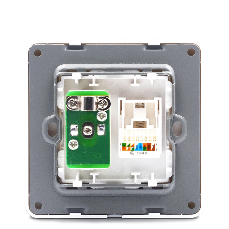White PC RJ45 + Coaxial TV Wall Panel pic 2