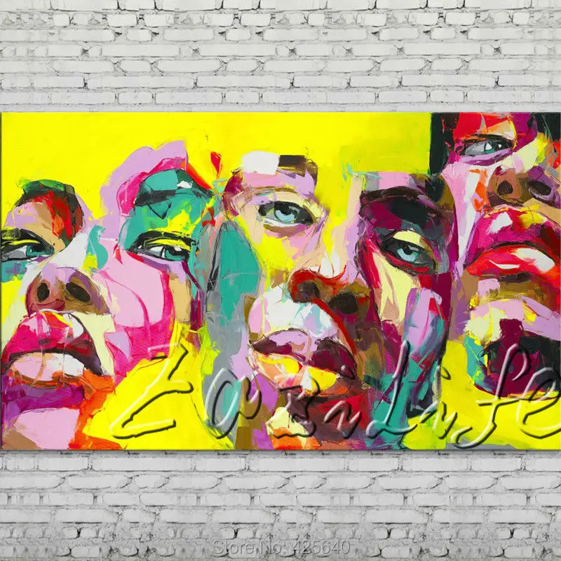 

Palette knife portrait Face Oil painting Character figure canvas Hand painted Francoise Nielly wall Art picture 507
