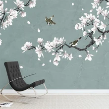 Beibehang заказ Обои фреска Магнолия Ручная роспись ручка Цветок Птица ТВ задний план стены Гостиная Спальня росписи 3d обои