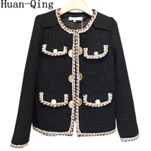 Женская зимняя кружевная твидовая куртка ручной работы, пальто Casaco Feminino, винтажная тканая куртка с длинным рукавом белого и черного цвета, верхняя одежда, пальто