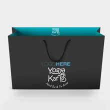 1000 шт./лот Переработке роскошные пользовательские логотипом black бумаги сумки с ручкой также можем напечатать логотип внутри мешка для объявления