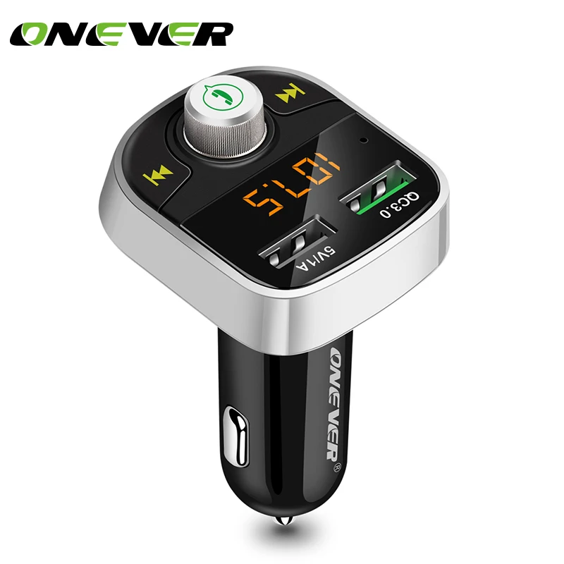 

Onever Fast Charger 3.0 FM Transmitter Bluetooth FM Modulator Handsfree Car MP3 Player Support USB Flash Drive SD Card FLAC/APE