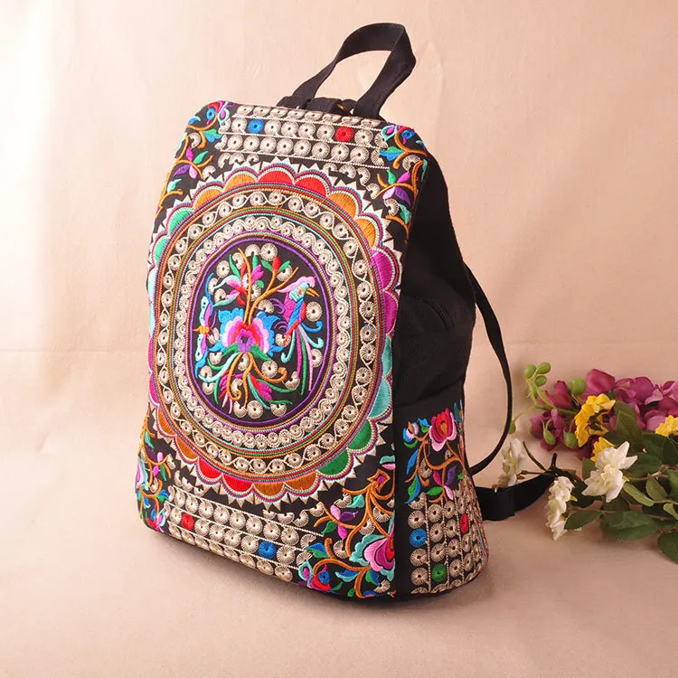 Mochila Étnica Mandala Estilo Hippie Algodón Reforzado 40x30x7 Cm