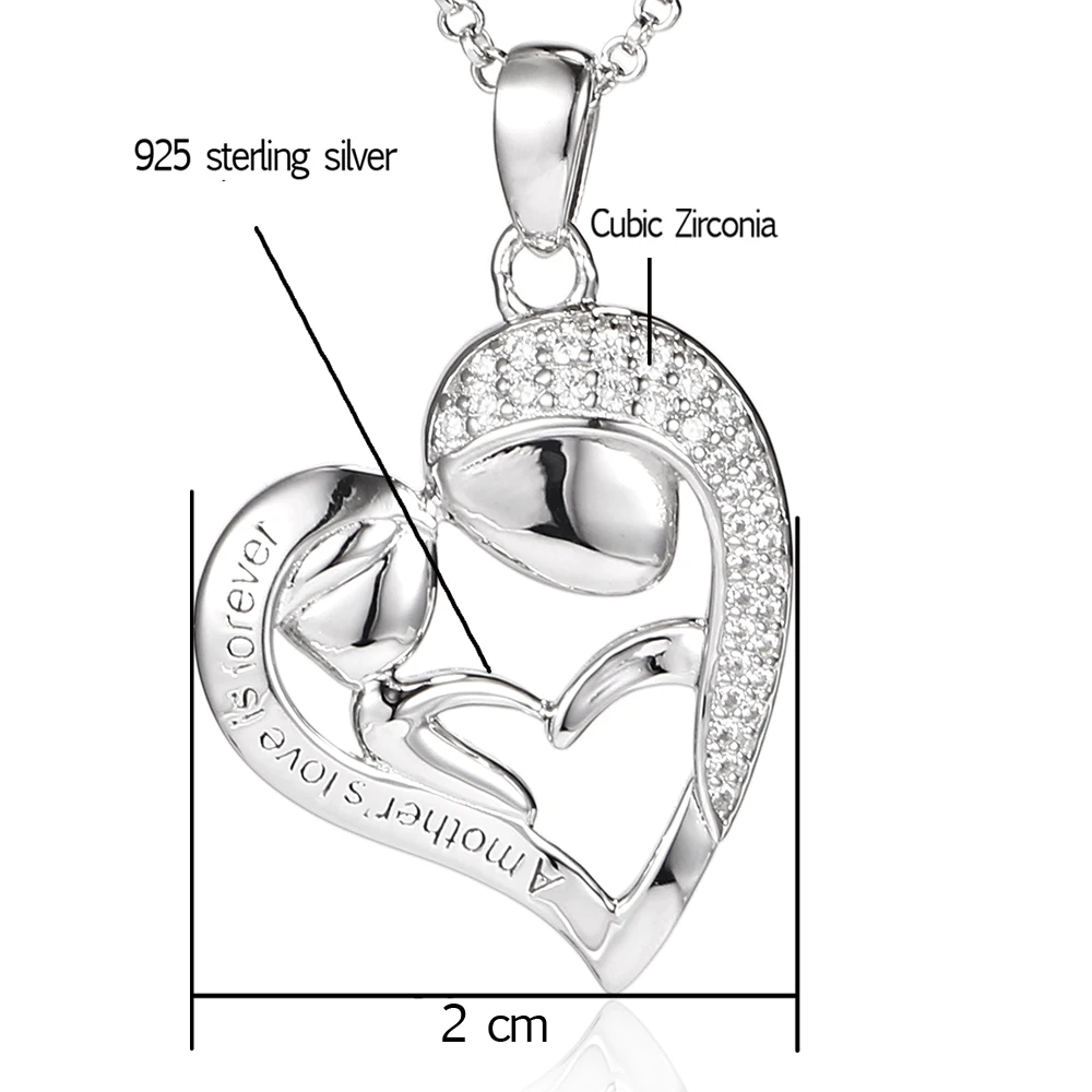 WindJune Engraved Custom Name Necklace Women Necklace 925 Silver Personalized Heart Necklace & Pendant Jewelry Mom Gift  (2)