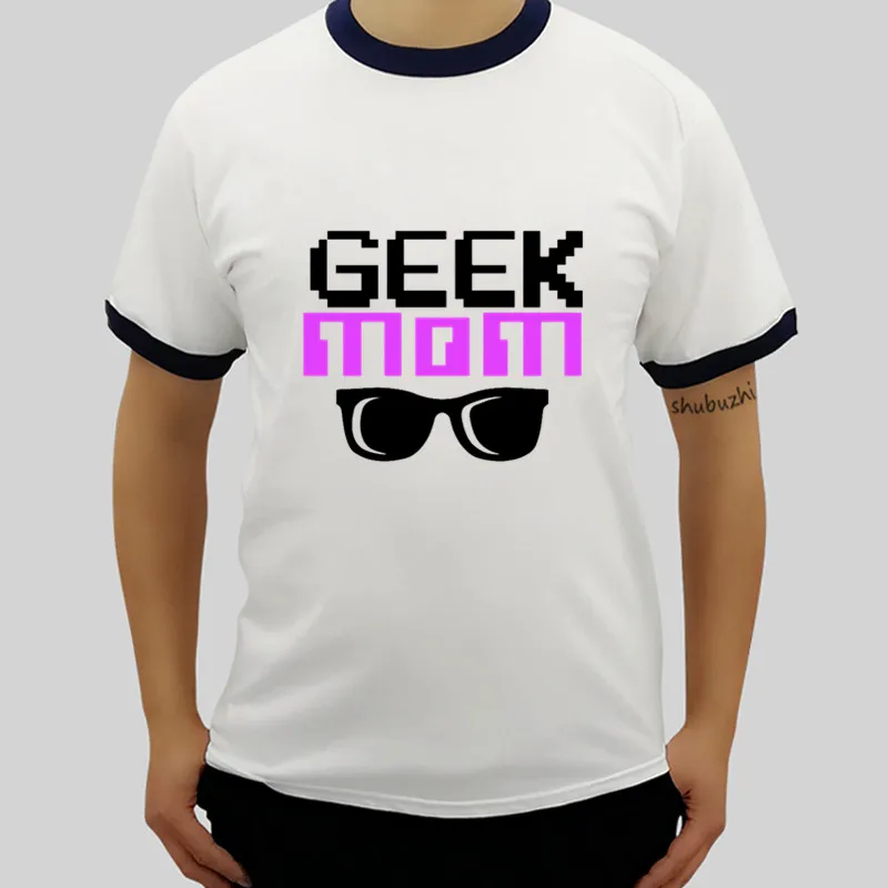 Человек звонка Топы хлопковая Футболка Geek мама Для женщин компьютера Nerd C малыша