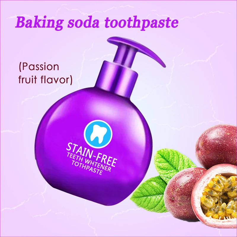 

1 Bottle 220g Toothpaste Blueberry Passion Fruit Stain-Free Teeth Whitener Toothpaste Baking Soda Stain Removal Whitening