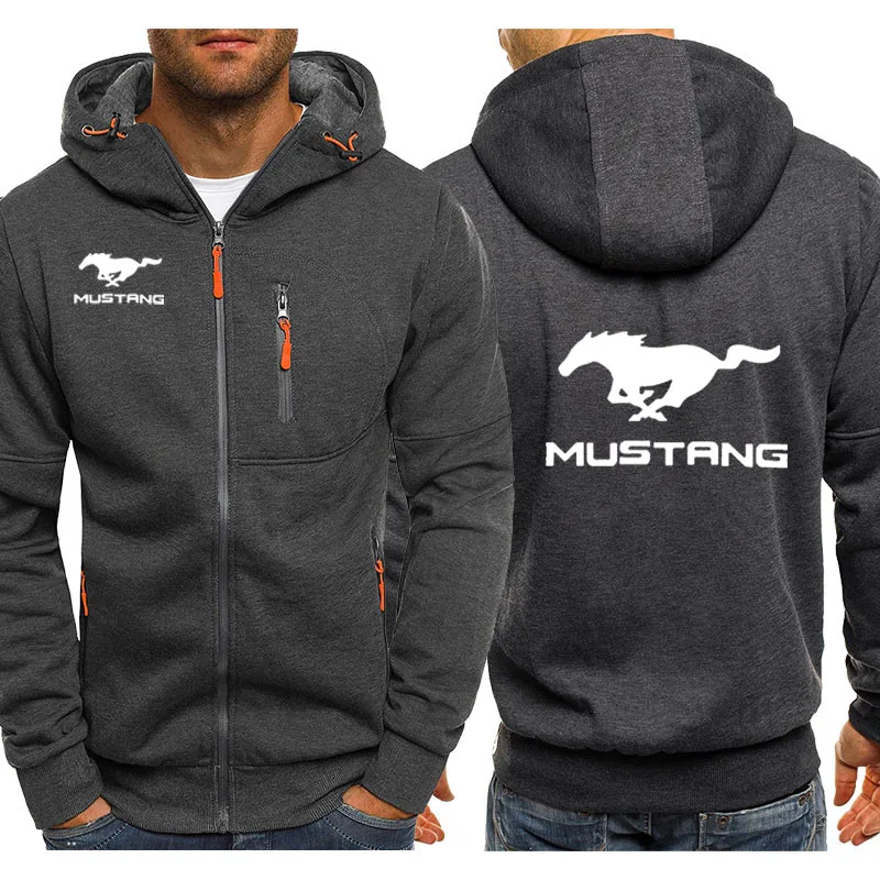  Hoodies Men Mustang Car Logo Print Casual Hip Hop Harajuku Long Sleeve Hooded Sweatshirts Mens zipp