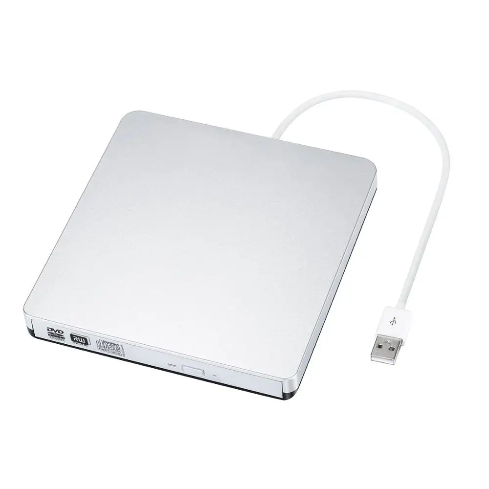 YiYaYo внешний CD привод USB 2,0 DVD RW горелки Писатель Оптический привод CD rom плеер для Windows 7/8/10/XP/Mac OS ноутбука - Цвет: Серебристый