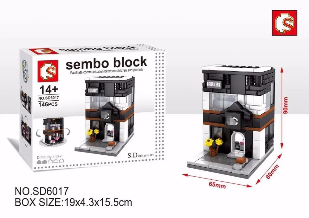 Блоки SEMBO Мини магазин DIY Строительные кирпичи микро с изображением уличного