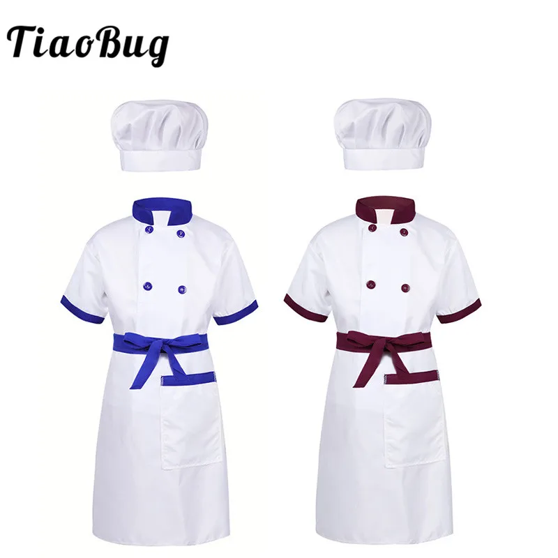 Унисекс унисекс Униформа шеф повара TiaoBug куртка с фартуком и шапкой костюм на