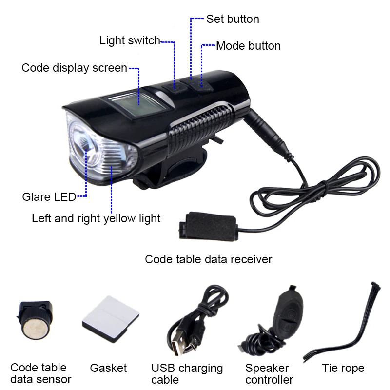Discount Multi-functional Smart T6 LED Front Bicycle Headlight 4 Modes Cycling Flashlight USB Bike Headlight+Bike Computer+Electric Bell 3