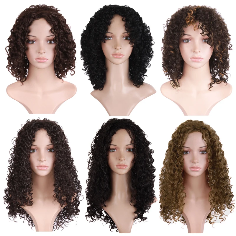 Короткие курчавые кучерявые парики афро для женщин афроамериканские чёрный