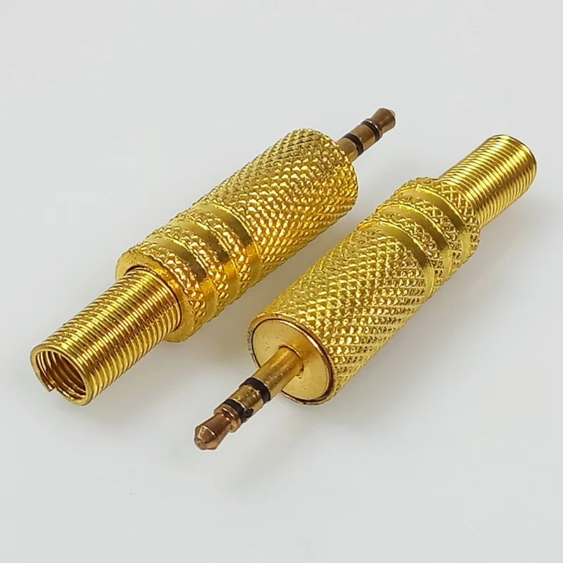 100pcs lot 3 pins 2 5mm plug connector w spring Nickel Plated 2 5 Stereo Headset Dual Track Headphone Adapter 2 5 plug jack