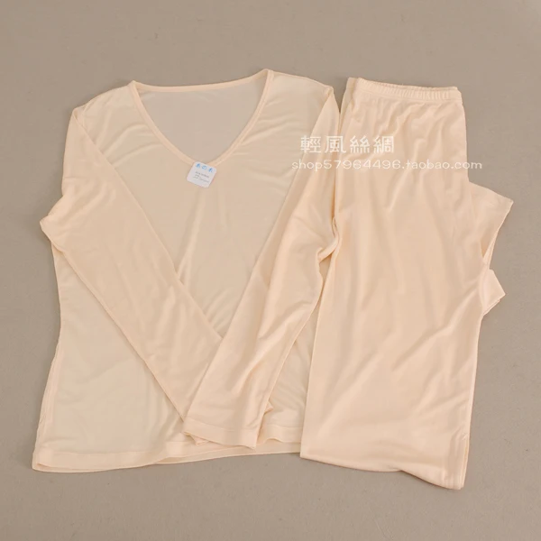 High quality ultrafine 100 silk knitted underwear set women's silk