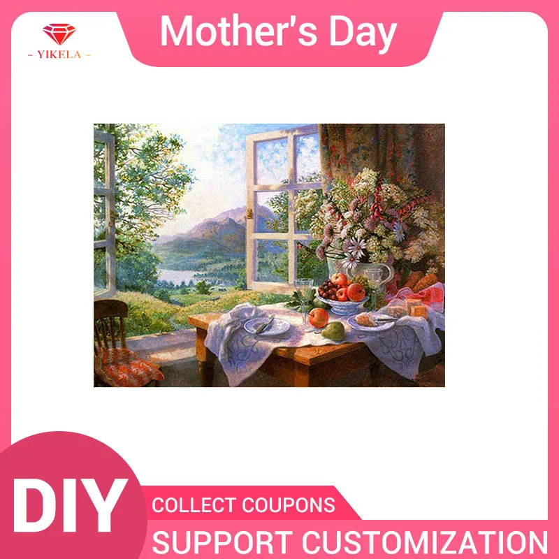 

YIKELA 5D DIY Diamond Painting Scenery Countryside Flower Full Square Stitch Accessory Diamant Mosaic Home Decor Embroidery