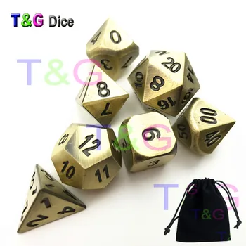

7pcs/set Creative RPG Dice Ancient Effect Metal with A Black Bag for DND Board Game /Entertainment
