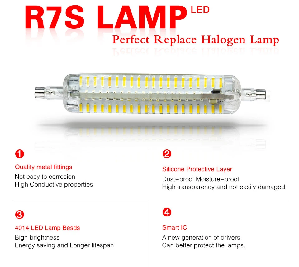 Ampoule СВЕТОДИОДНЫЙ R7S 78 118 мм светодиодный светильник излучающий диод Точечный светильник 7 Вт 15 Вт R7S светодиодный Bombillas Высокий люмен без мерцания 110 В 220 В