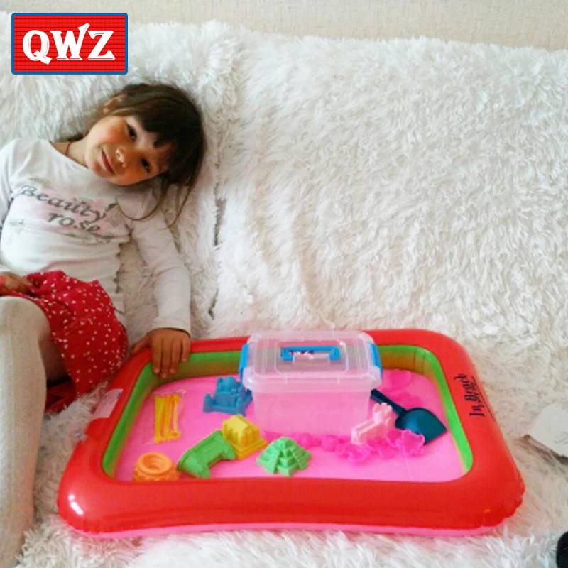 QWZ, 26 шт., динамические, удивительные, нет-беспорядок, для помещений, волшебный игровой песок, детская игрушка, Марс, космос, надувной лоток для песка, аксессуары, многофункциональные
