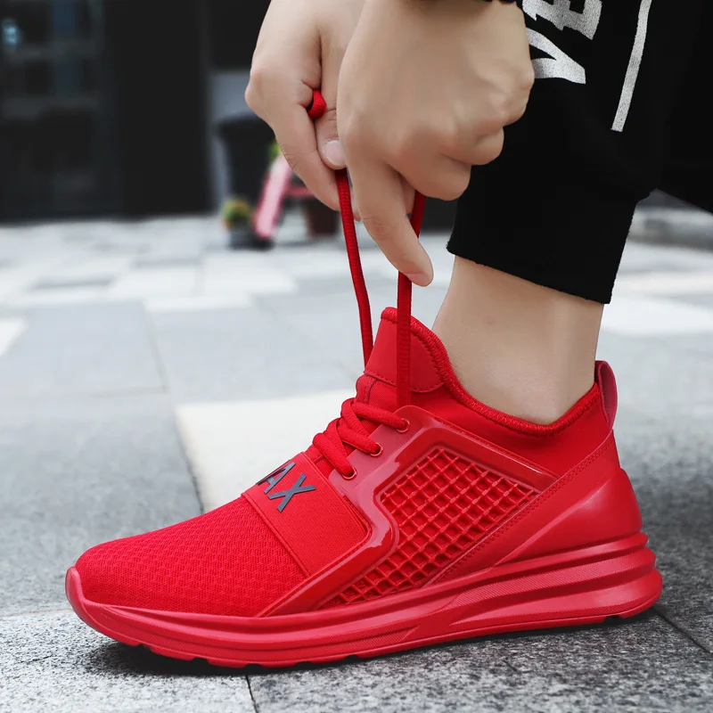 Мужские кроссовки из дышащей сетчатой ткани красные Зеленые для бега тренировок