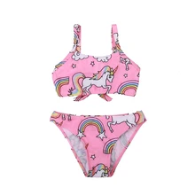 Купальник для маленьких девочек, детский купальник-бикини, детский цельный купальник из двух предметов, красивый женский пляжный костюм