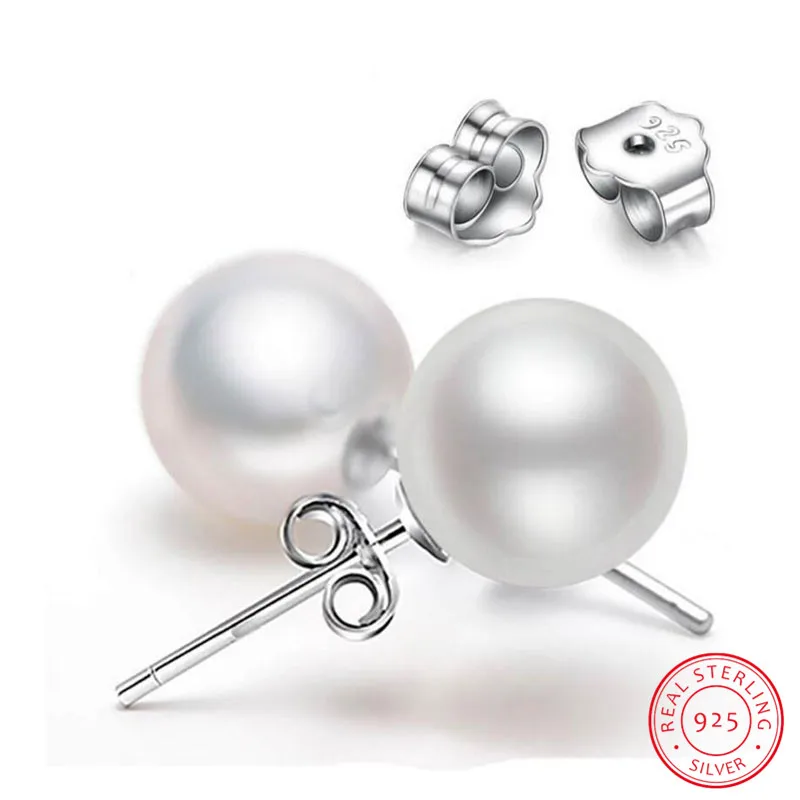 

925 Sterling Silver Jewelry Natural Oblate Pearl Earrings Jewelry For Women 6-8-10mm Freshwater Simple Pearl earring
