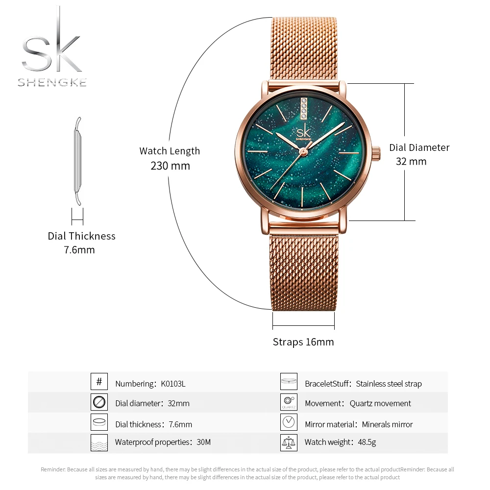 Shengke женские часы Звездный зеленый циферблат Reloj Mujer женские наручные часы ультра-тонкий ремешок из нержавеющей стали Кварцевые часы Montre Femme подарок