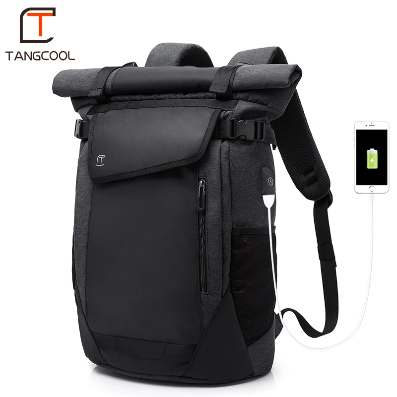 Дешево Tangcool, мужской модный рюкзак, многофункциональный, usb зарядка, мужской рюкзак, 17,3 дюймов, для ноутбука, рюкзаки, для улицы, школьный, студенчес...