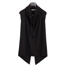 Мужской несимметричный дизайн хип-хоп панк-жилет без рукавов с капюшоном для ночного клуба, мужской хип-хоп жилет для певицы, сценический костюм, готический Приталенный жилет