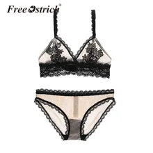 Женское нижнее белье без косточек из страуса, кружевной бюстгальтер без косточек, комплект нижнего белья с цветочной вышивкой