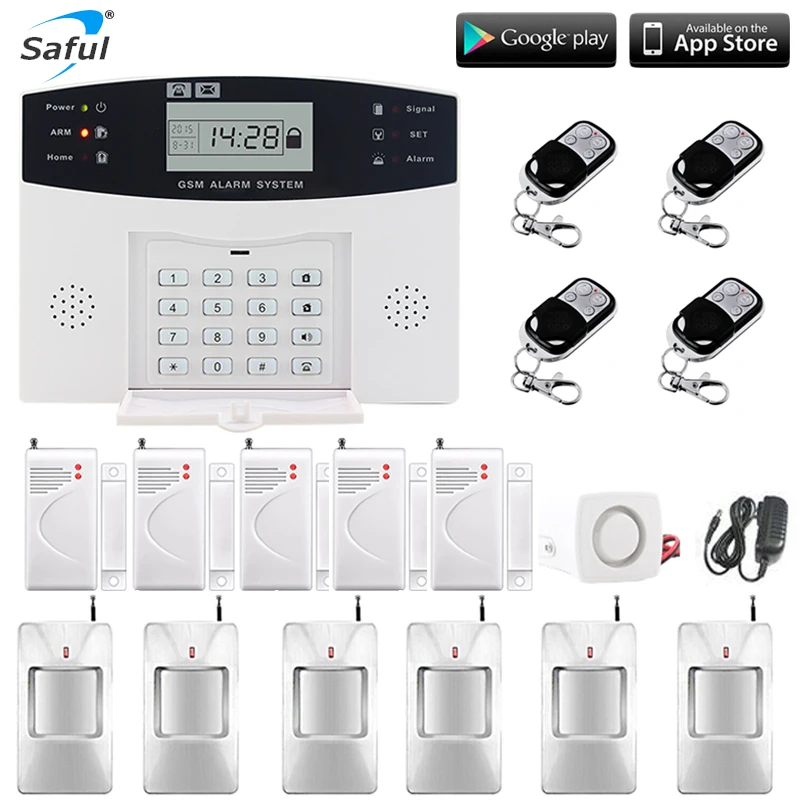 HOT LCD Keyboard Wireless Gsm Alarm System Metal Remote Control Door Sensor PIR Detector Home Security