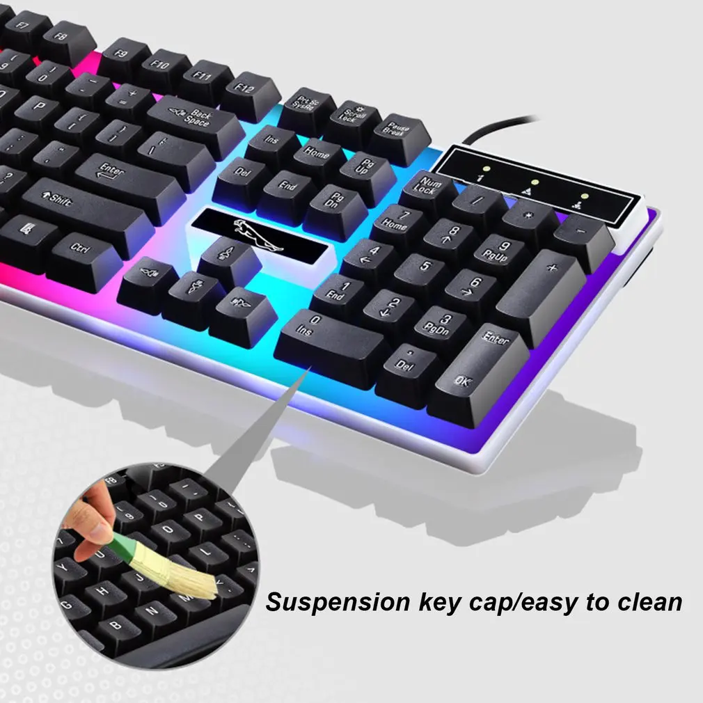 G21 USB Проводная Механическая панк клавиатура светодиодная красочная подсветка игровая клавиатура водонепроницаемая для ПК компьютерный геймер