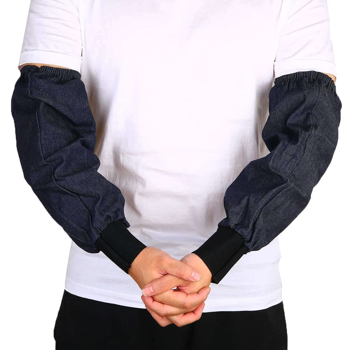 1 Pair Denim Welder Working Sleeves Welding Lengthen Arm Sleeves Cut Resistant Heat Protection Welding Cutting Supplies