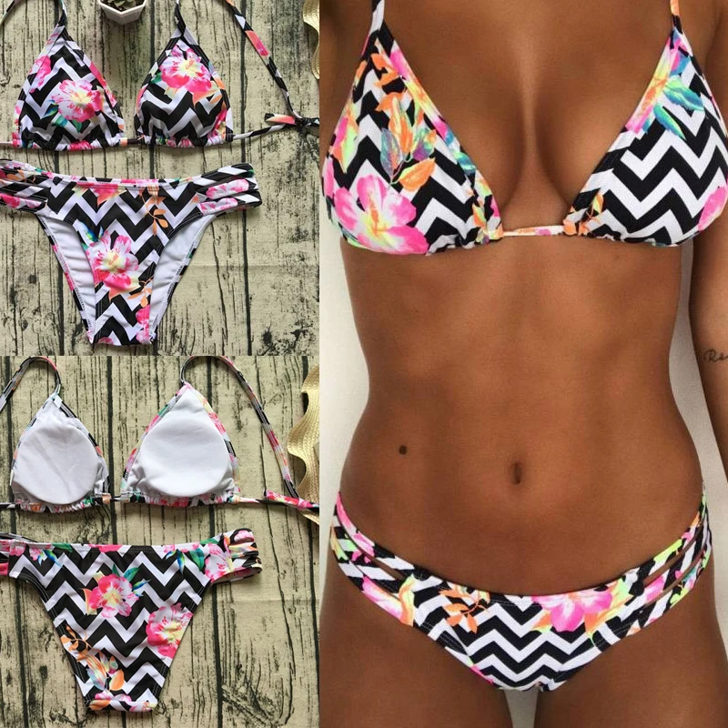 cheap striped swimsuit strapless sexy bikini woman swimwear strappy